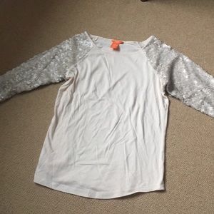 Joe Fresh baseball tee with sequin sleeves